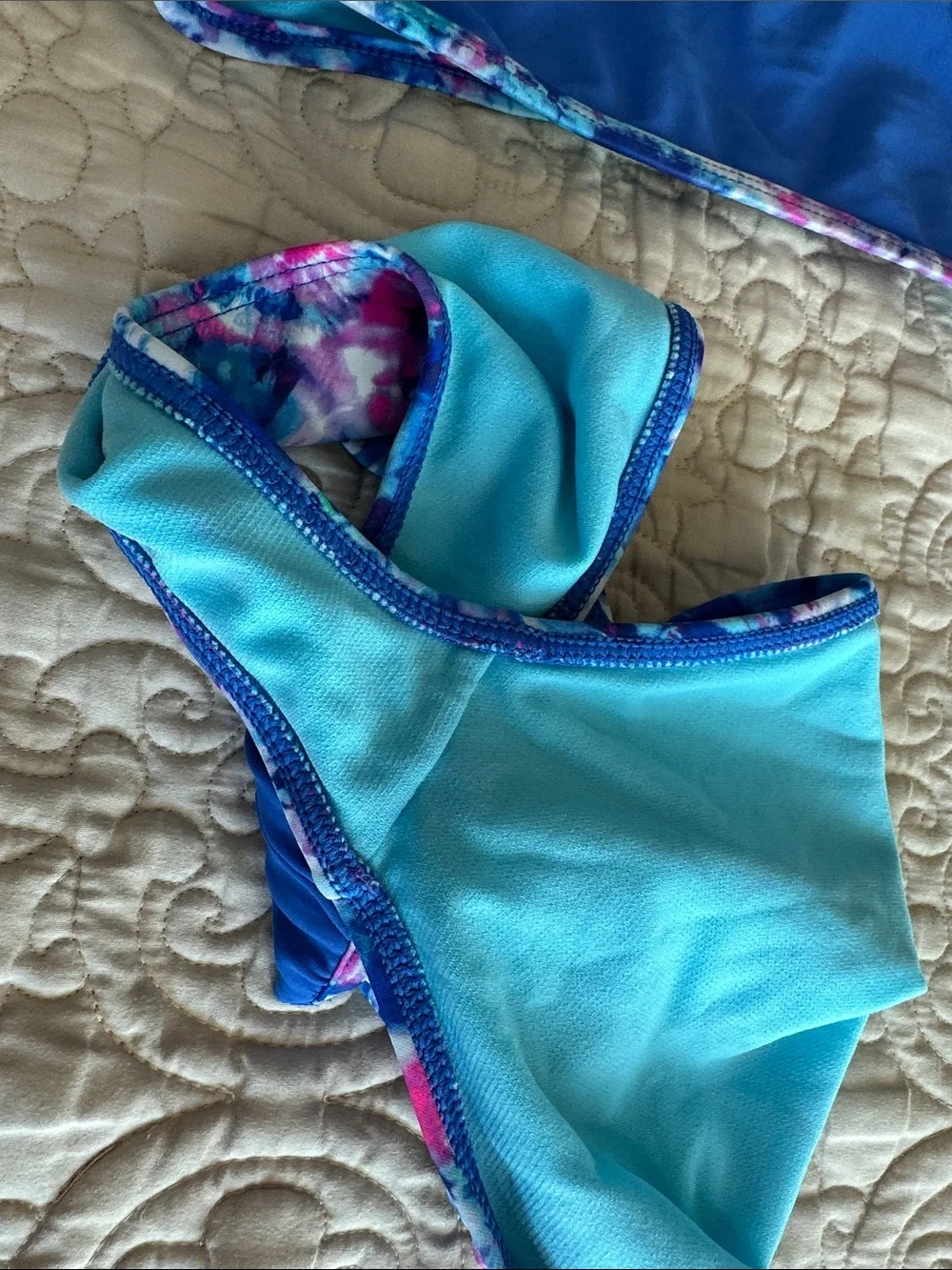Arizona Jean Company Girls Blue Two-Piece Bikini with Pink Sequin 